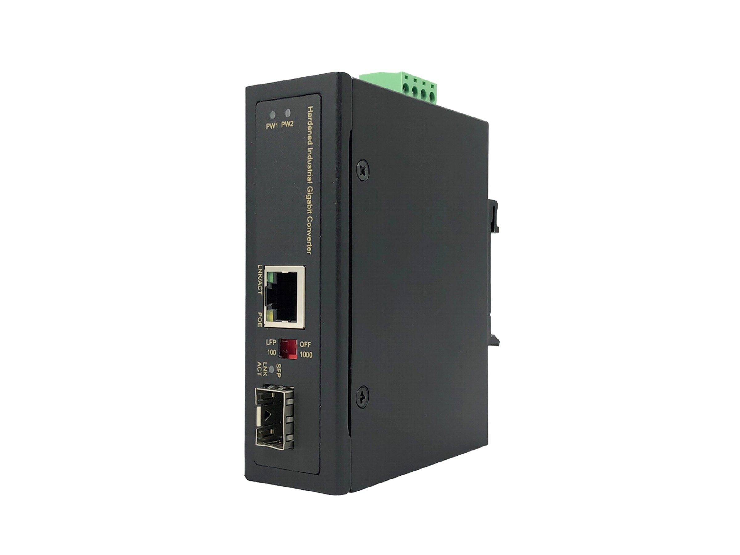 CS8011NSFP AKTIVATECH Gigabit Non-PoE Ethernet Media Converter, 1x 10/100/1000M TX + 1x 100/1000M SFP dual redundant PI